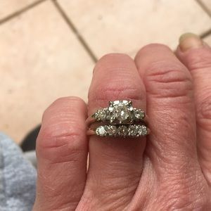 Vintage 18k White Gold Wedding Set